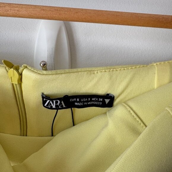 Zara Strapless Cut Out Dress Pastel Yellow Size Small - Picture 11 of 12